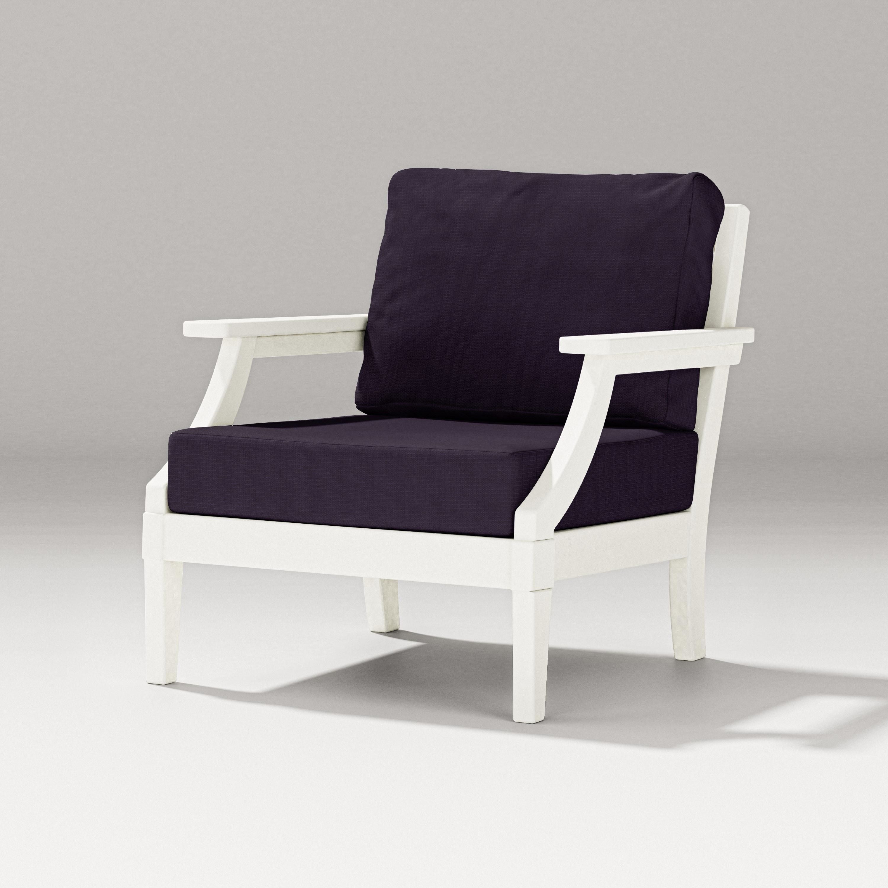 PW Designer Series Estate Lounge Chair in Vintage White / Navy Linen
