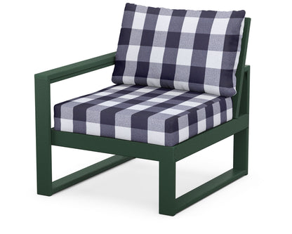 POLYWOOD® EDGE Modular Left Arm Chair in Green / Buffalo Plaid Navy