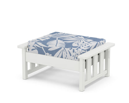 Martha Stewart by POLYWOOD® Acadia Deep Seating Ottoman in White / Leaf Sky Blue