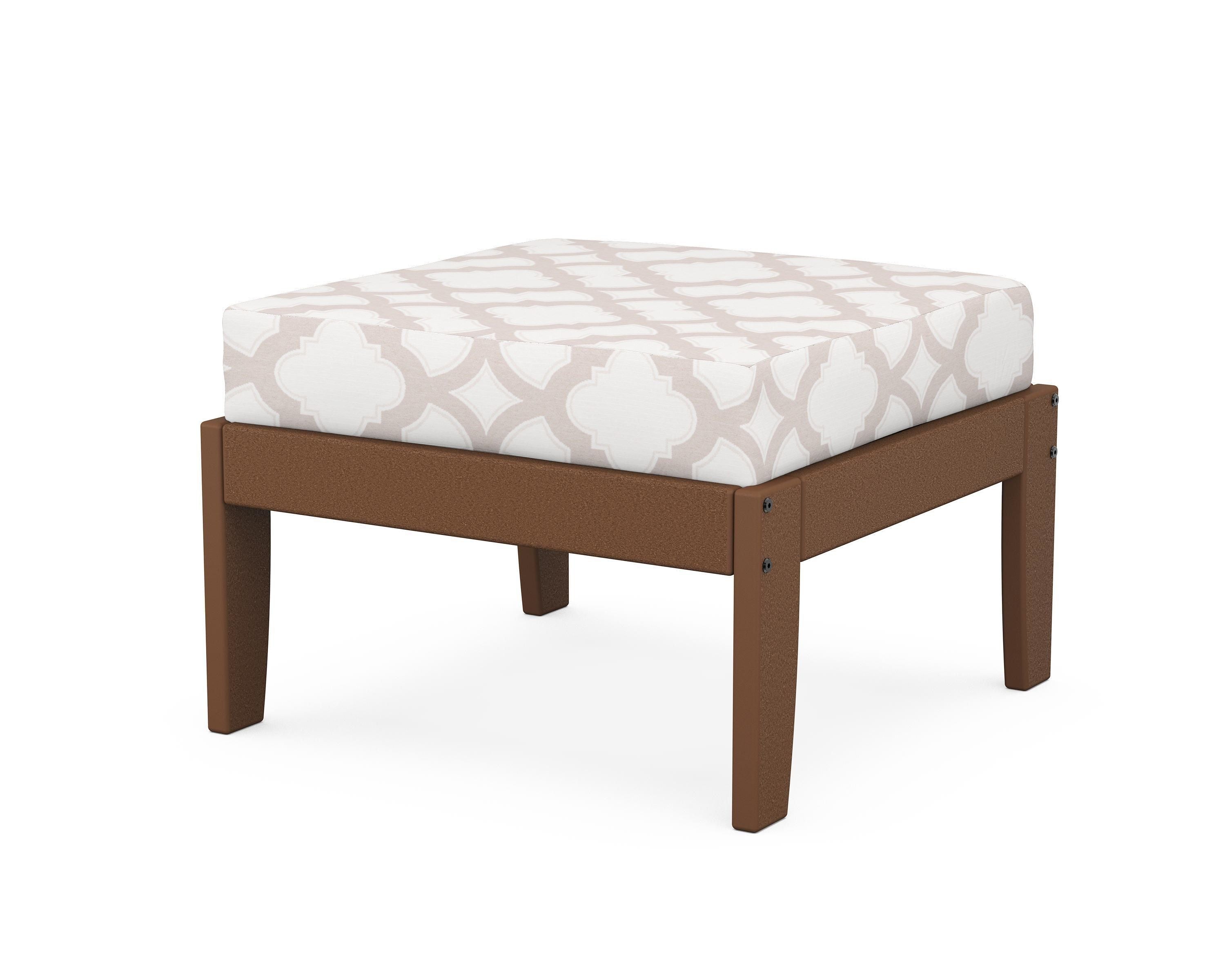 Unbranded Modular Ottoman - Classic in Teak / Trellis Dune Burlap