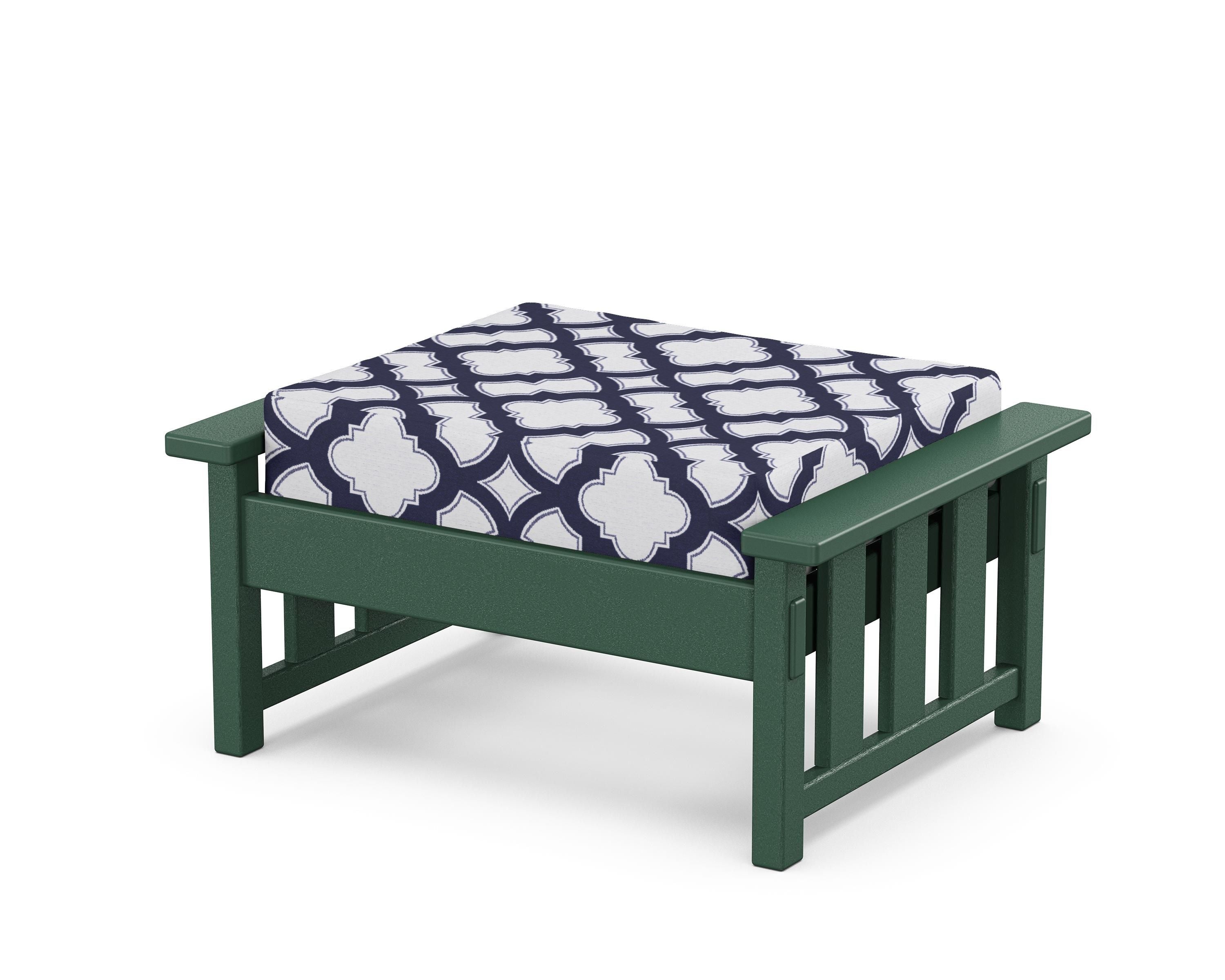 Martha Stewart by POLYWOOD® Acadia Deep Seating Ottoman in Green / Trellis Navy