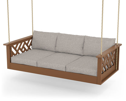 POLYWOOD® Chippendale Daybed Swing in Teak / Weathered Tweed