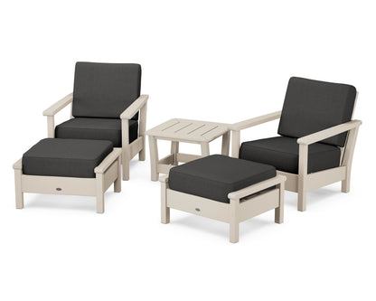 POLYWOOD® Harbour 5-Piece Deep Seating Chair Set in Sand / Spectrum Carbon
