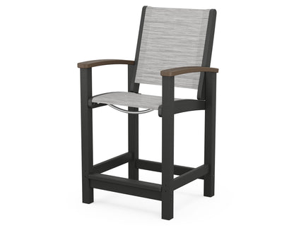 POLYWOOD® Coastal Counter Chair in Black / Kona / Metallic Sling