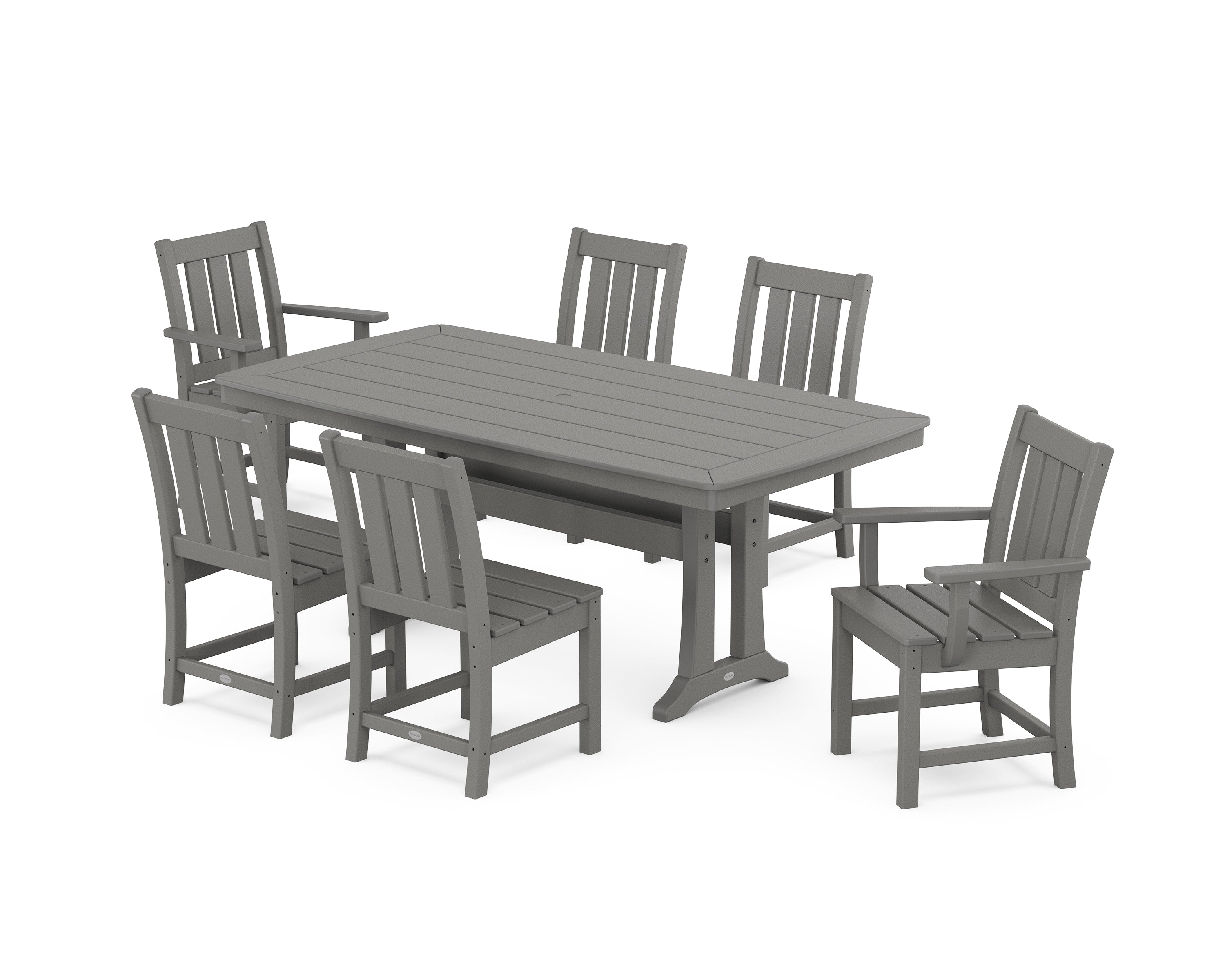 POLYWOOD® Oxford 7-Piece Dining Set with Trestle Legs in Slate Grey
