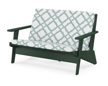 POLYWOOD® Riviera Modern Lounge Loveseat in Green / Trellis Glacier Spa
