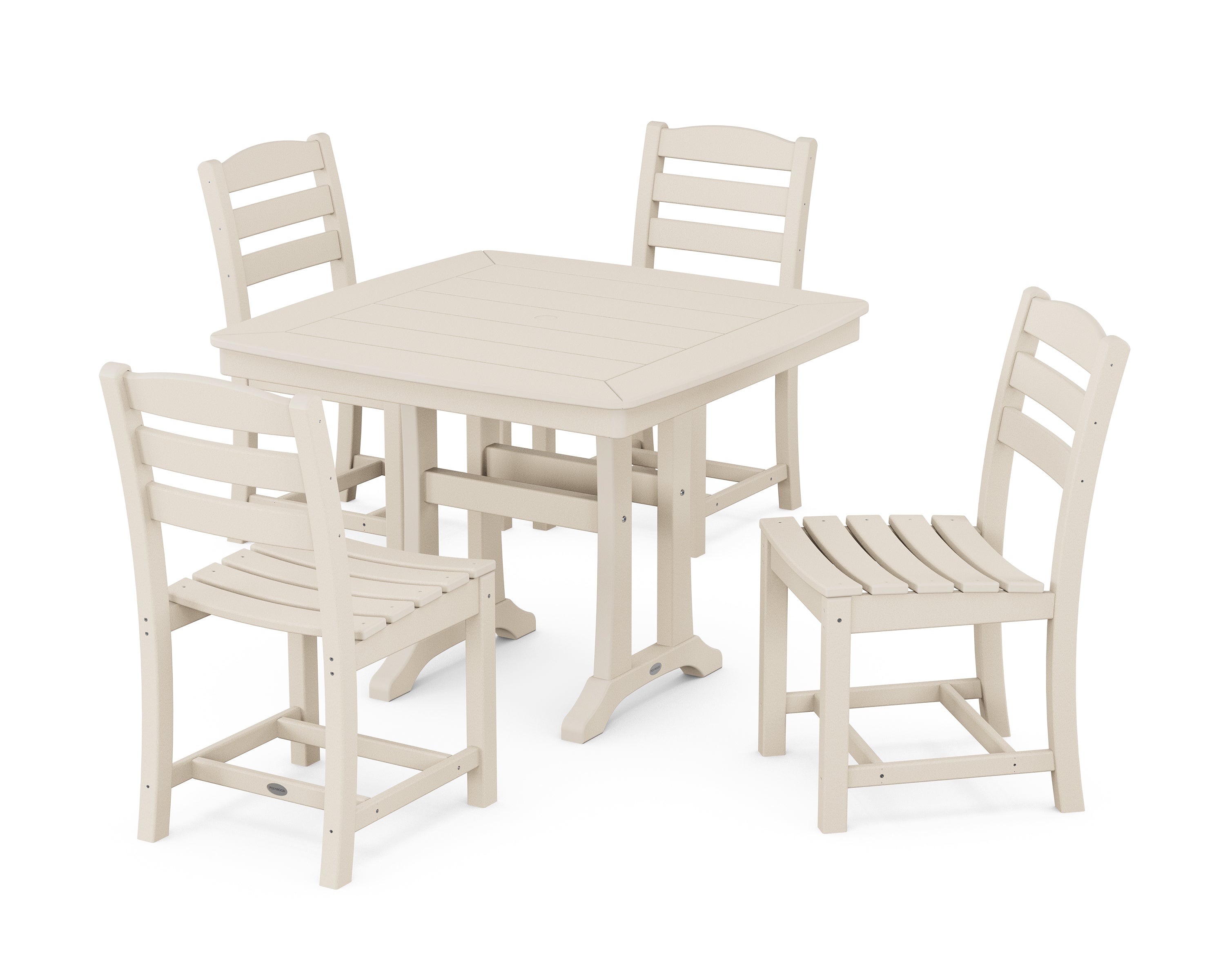 POLYWOOD® La Casa Café Side Chair 5-Piece Dining Set with Trestle Legs in Sand