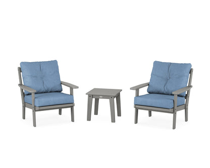 POLYWOOD® Prairie 3-Piece Deep Seating Set in Slate Grey / Sky Blue
