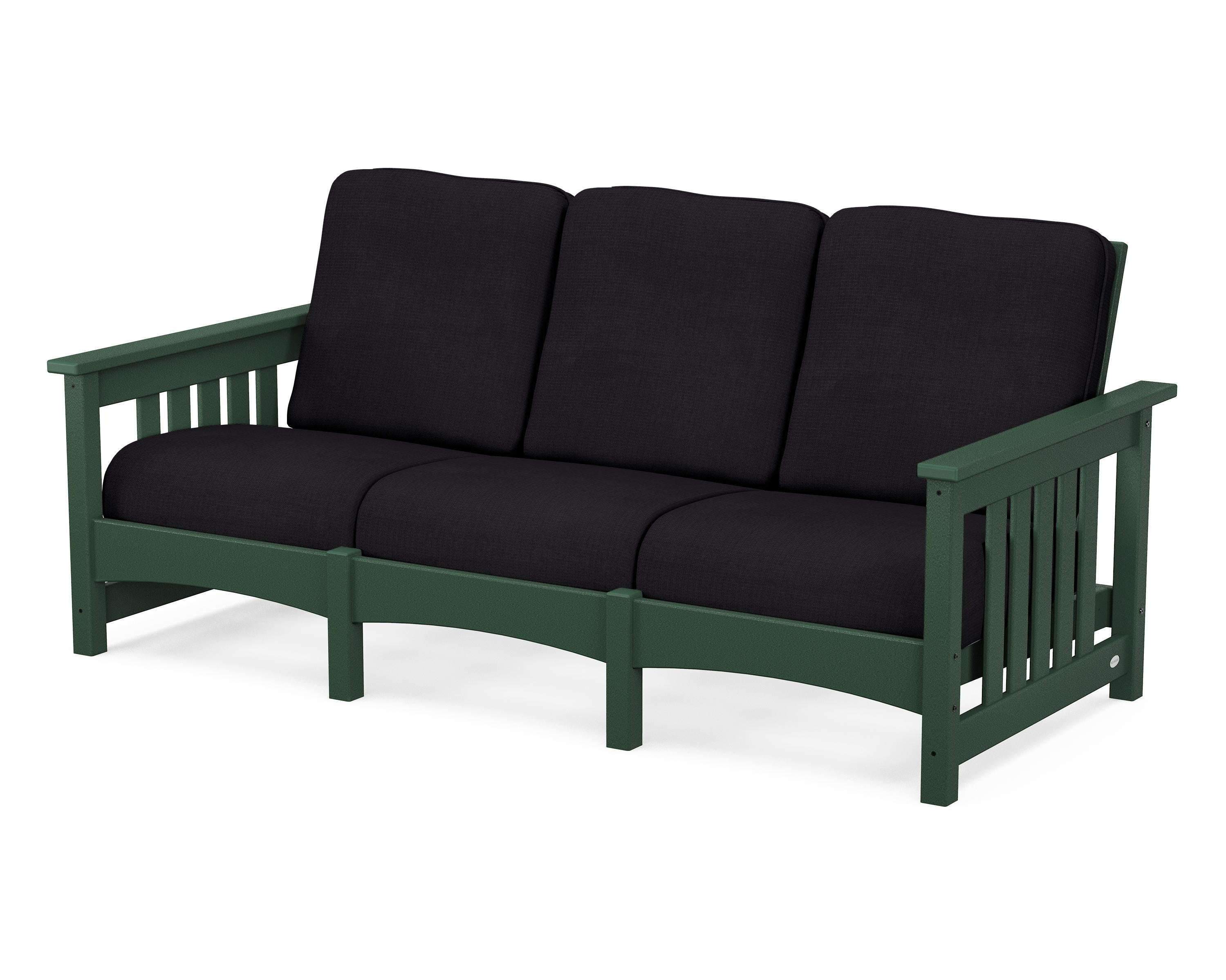 POLYWOOD® Club Mission Sofa in Green / Midnight Linen