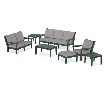 POLYWOOD® Chippendale 7-Piece Deep Seating Set in Green / Grey Mist