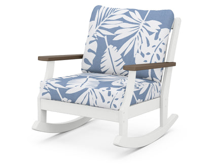 POLYWOOD® Braxton Deep Seating Rocking Chair in White / Kona / Leaf Sky Blue