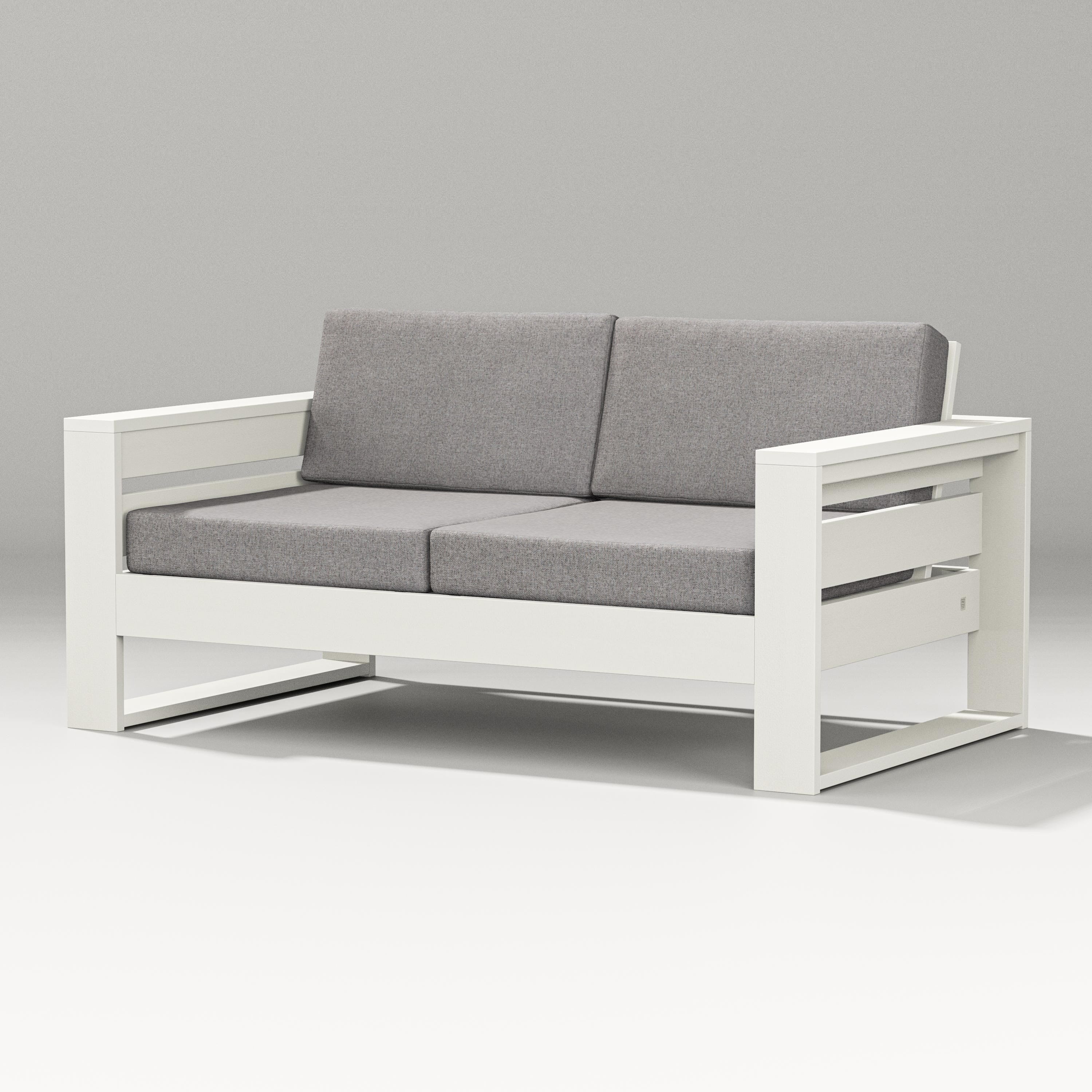 PW Designer Series Latitude Loveseat in Vintage White / Grey Mist