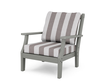 Country Living Wovendale Deep Seating Chair in Slate Grey / Cabana Stripe Grey Mist
