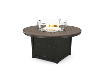 POLYWOOD® Round 48" Fire Pit Table in Black / Kona