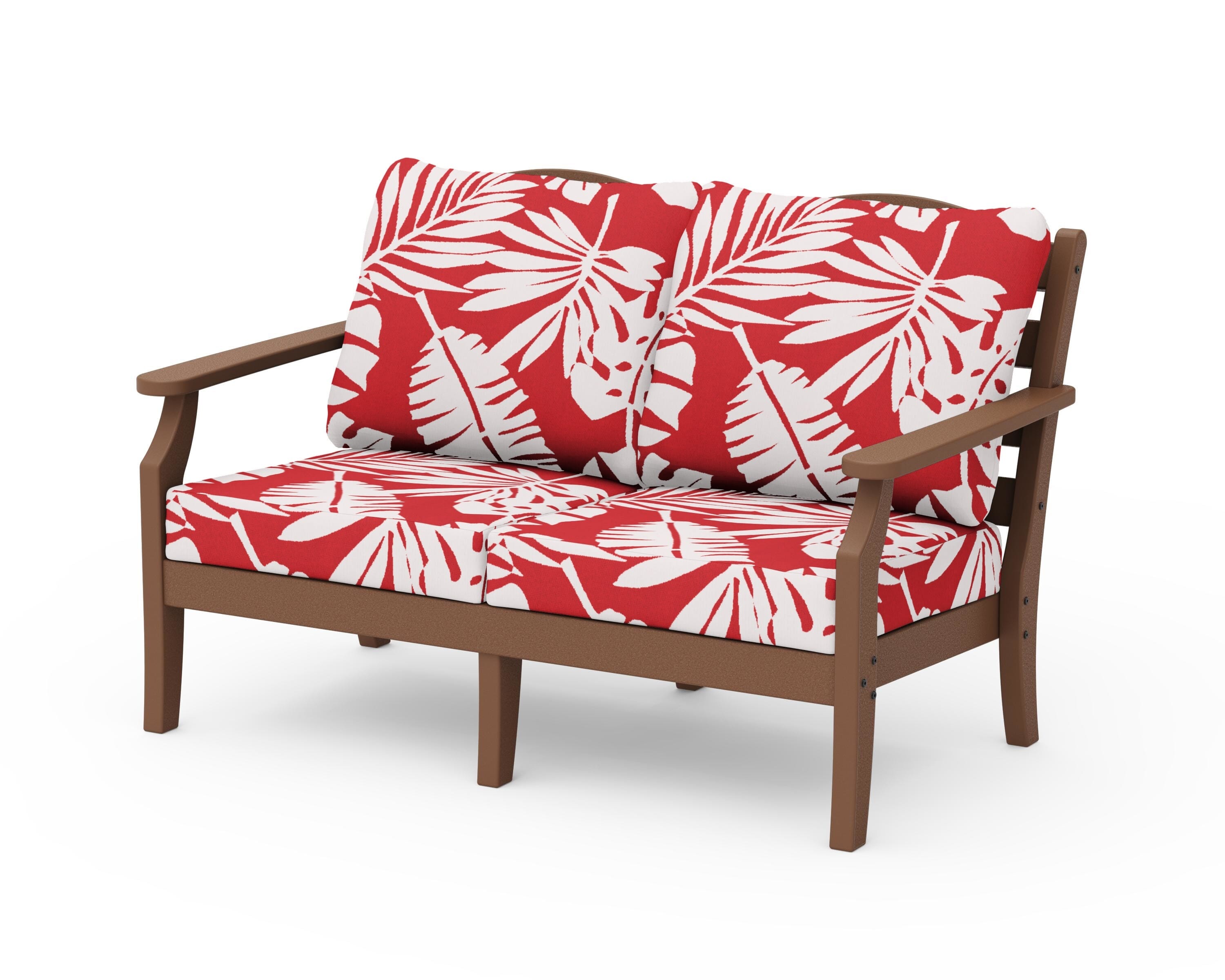 Draper James™ by  POLYWOOD® Savannah Deep Seating Loveseat in Teak / Leaf Crimson