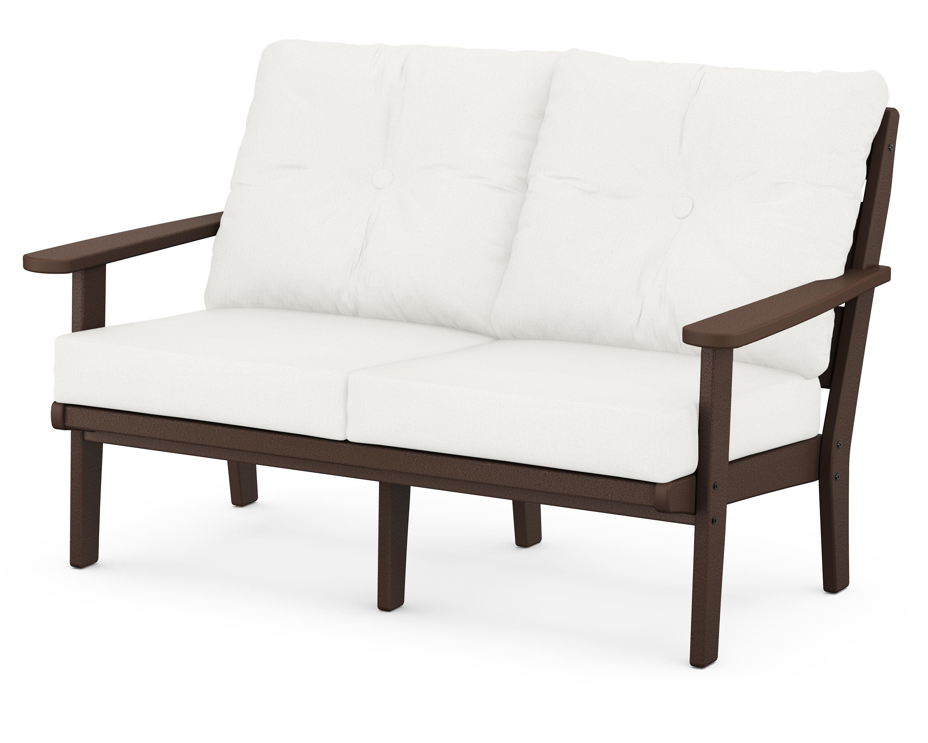 POLYWOOD® Lakeside Deep Seating Loveseat in Mahogany / Natural Linen