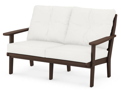 POLYWOOD® Lakeside Deep Seating Loveseat in Mahogany / Natural Linen