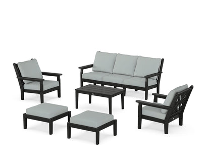 POLYWOOD® Chippendale 6-Piece Lounge Sofa Set in Black / Spa