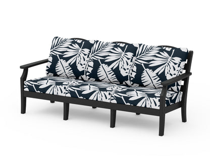 Draper James™ by  POLYWOOD® Savannah Deep Seating Sofa in Black / Leaf Marine Indigo