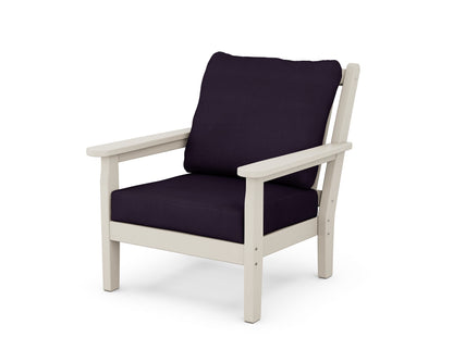 POLYWOOD® Chippendale Deep Seating Chair in Sand / Navy Linen