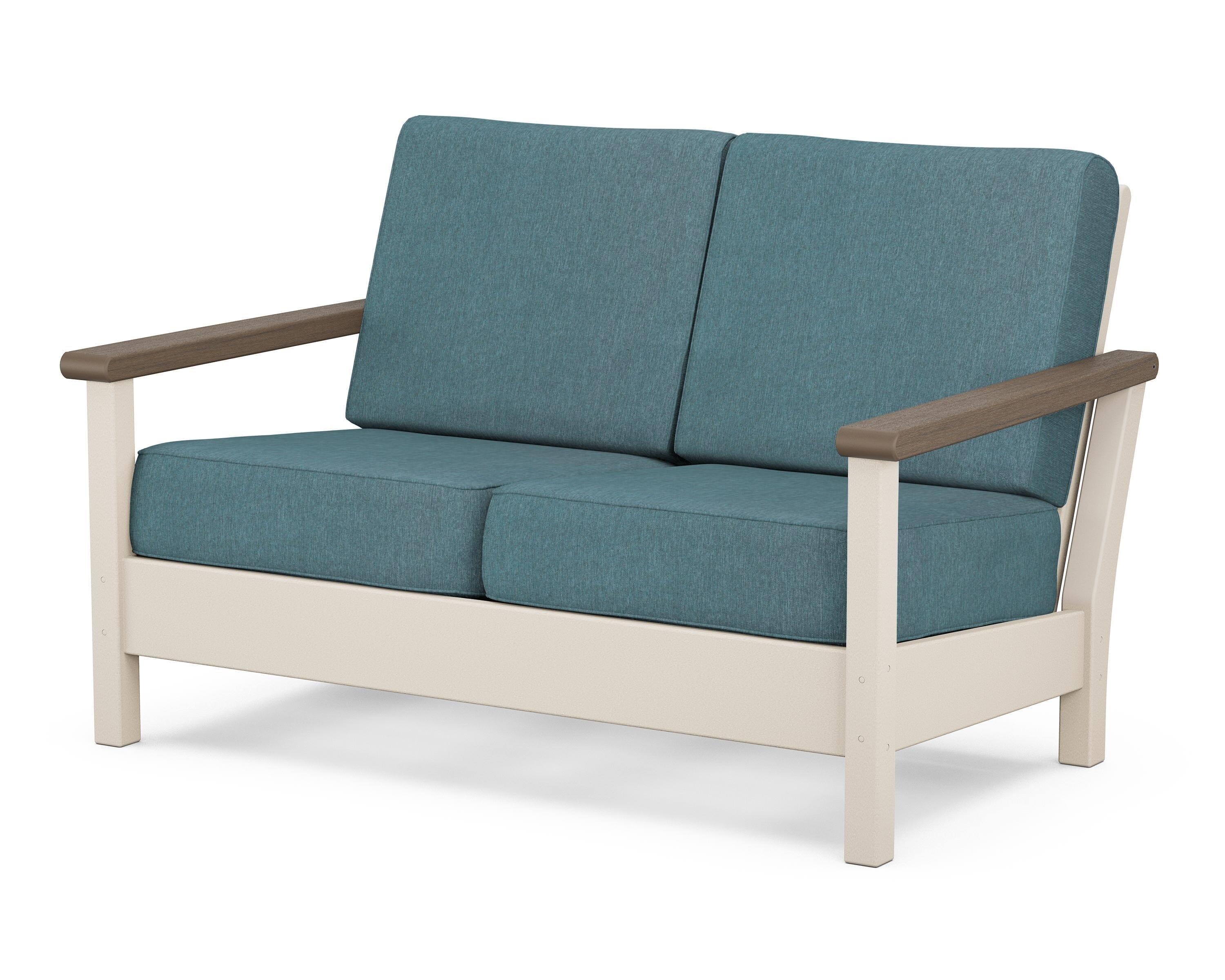 POLYWOOD® Harbour Deep Seating Loveseat in Sand / Kona / Ocean Teal
