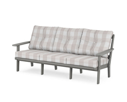 POLYWOOD® Prairie Deep Seating Sofa in Slate Grey / Buffalo Plaid Dune Burlap