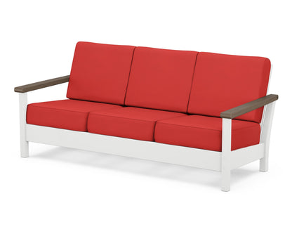 POLYWOOD® Harbour Deep Seating Sofa in White / Kona / Crimson Linen