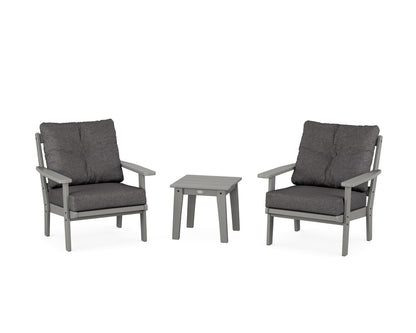 POLYWOOD® Oxford 3-Piece Deep Seating Set in Slate Grey / Ash Charcoal