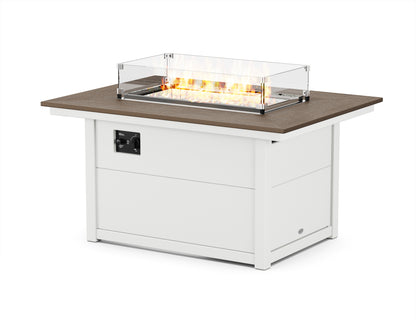 POLYWOOD® Rectangle 34" X 46" Fire Pit Table in White / Kona