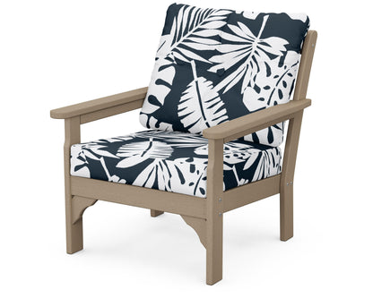 POLYWOOD® Vineyard Deep Seating Chair in Vintage Sahara / Leaf Marine Indigo