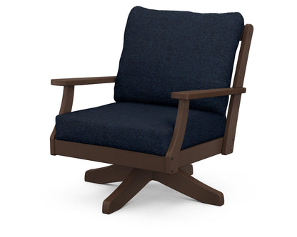 POLYWOOD® Braxton Deep Seating Swivel Chair in Mahogany / Marine Indigo