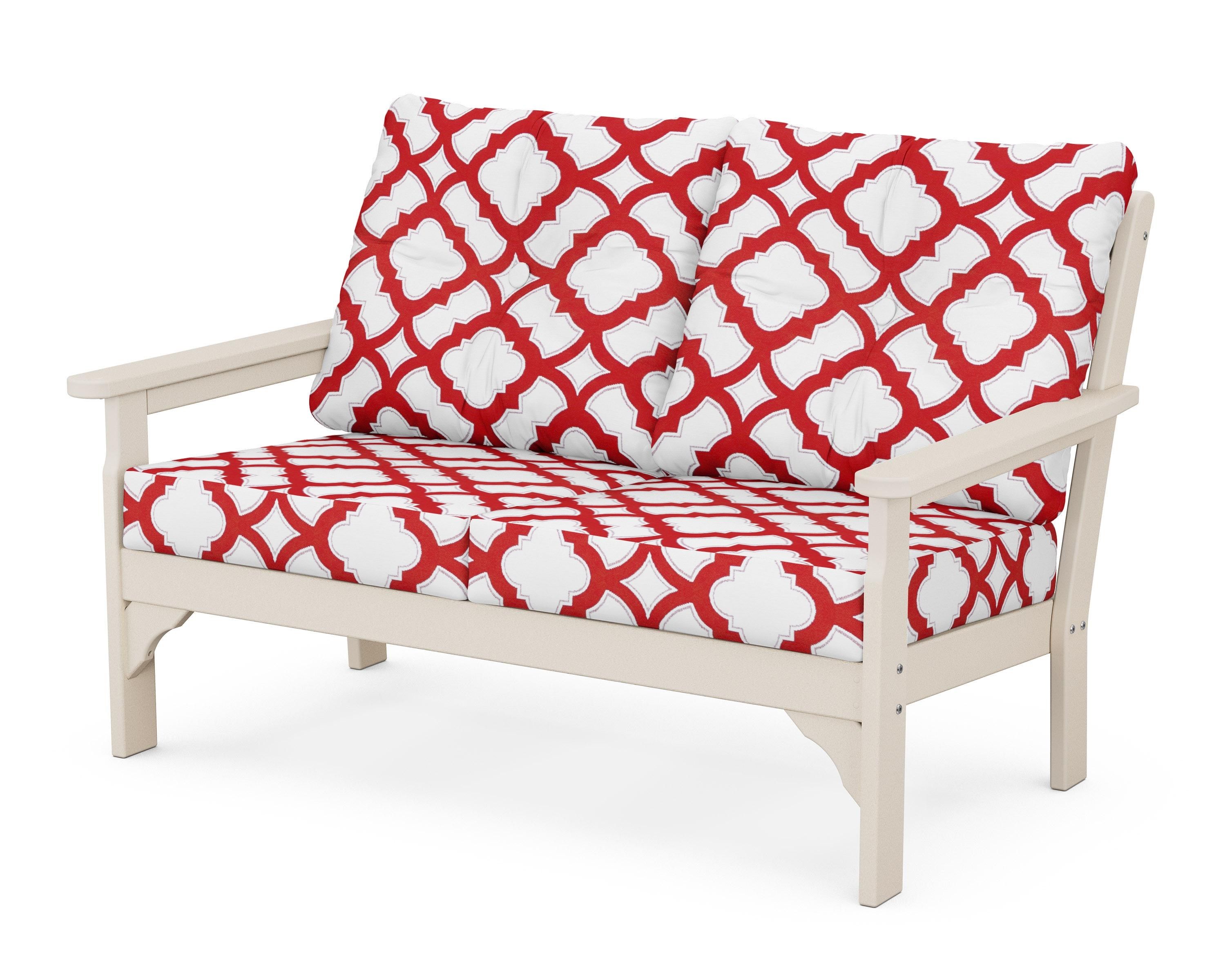 POLYWOOD® Vineyard Deep Seating Loveseat in Sand / Trellis Crimson