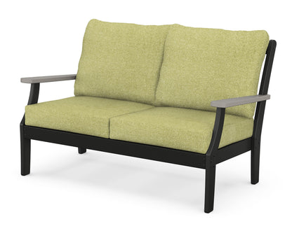 POLYWOOD® Braxton Deep Seating Loveseat in Black / Driftwood / Chartreuse Boucle