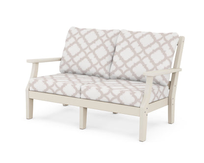 Martha Stewart by POLYWOOD® Chinoiserie Deep Seating Loveseat in Sand / Trellis Dune Burlap
