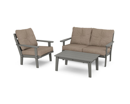 POLYWOOD® Lakeside 3-Piece Deep Seating Set in Slate Grey / Spiced Burlap