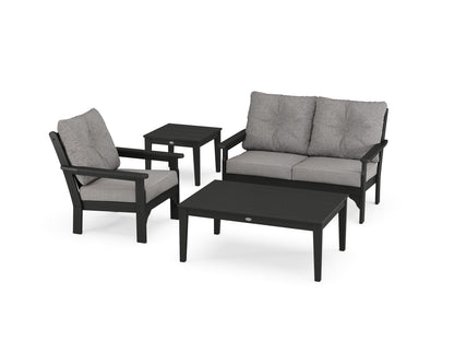 POLYWOOD® Vineyard 4-Piece Deep Seating Set in Black / Grey Mist