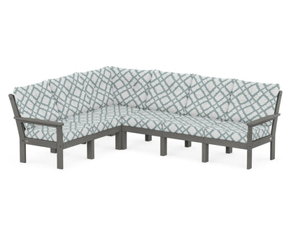 POLYWOOD® Vineyard 6-Piece Sectional in Slate Grey / Trellis Glacier Spa