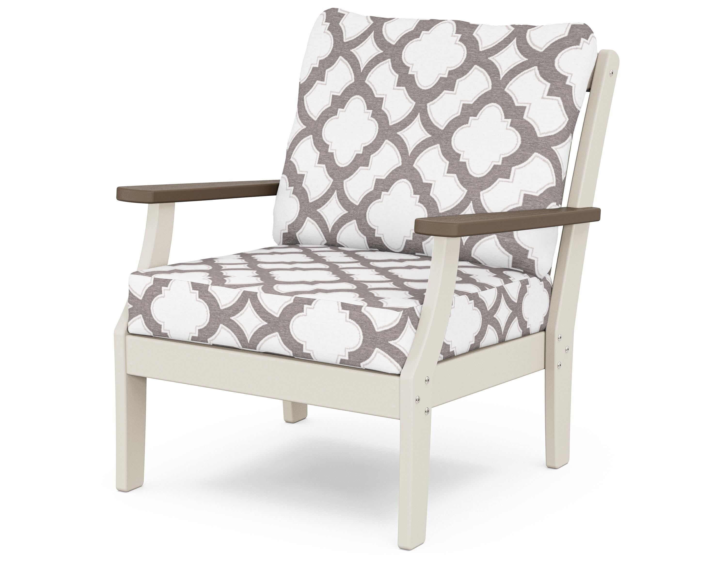 POLYWOOD® Braxton Deep Seating Chair in Sand / Kona / Trellis Grey Mist