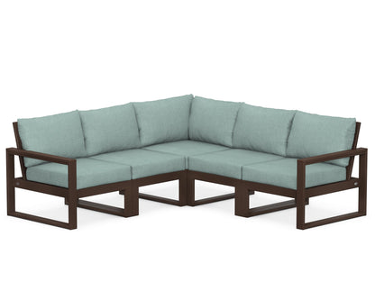 POLYWOOD® EDGE 5-Piece Modular Deep Seating Set in Mahogany / Glacier Spa