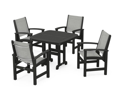 POLYWOOD® Coastal 5-Piece Dining Set in Black / Metallic Sling