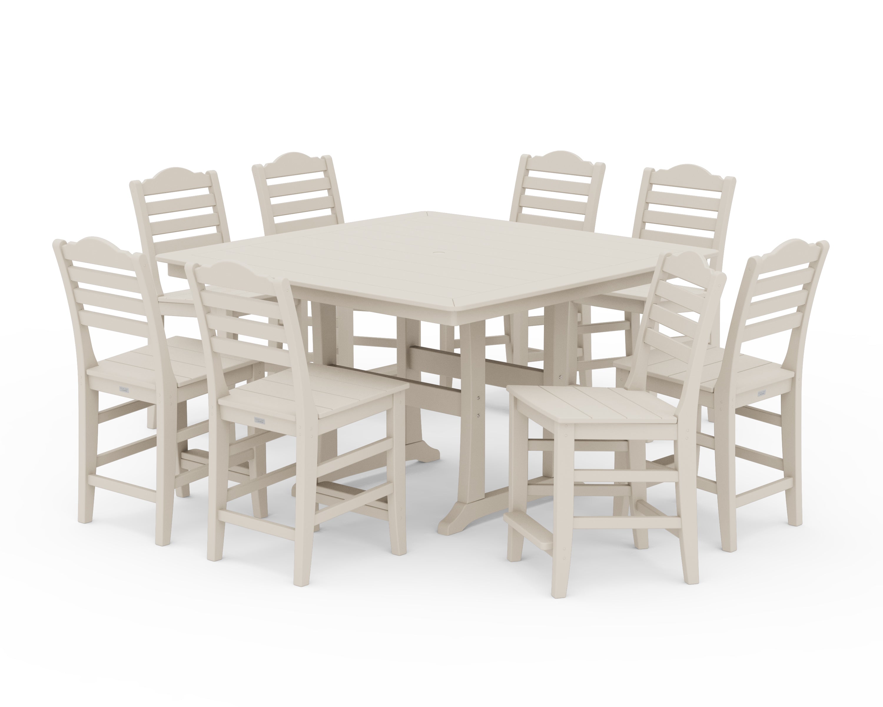 Draper James™ by  POLYWOOD® Savannah Side Chair 9-Piece Square Counter Set with Trestle Legs in Sand