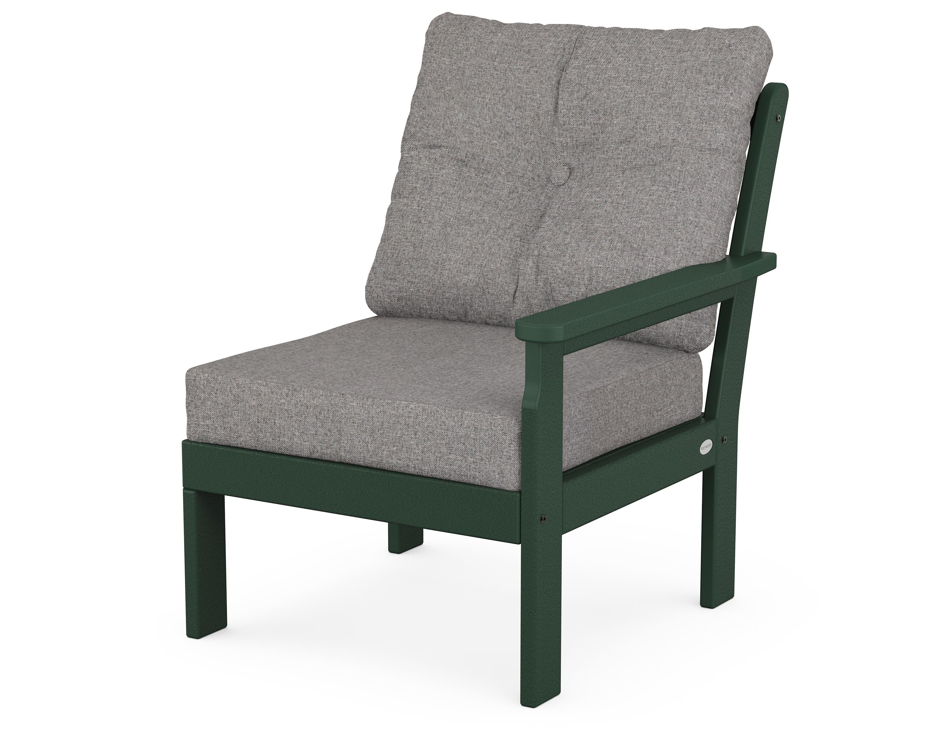 POLYWOOD® Vineyard Modular Right Arm Chair in Green / Grey Mist