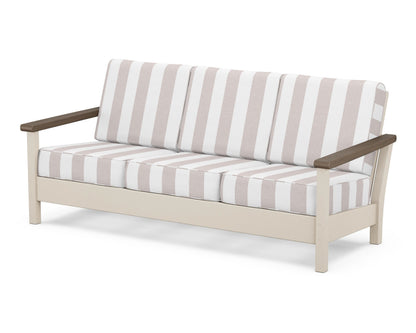 POLYWOOD® Harbour Deep Seating Sofa in Sand / Kona / Cabana Stripe Dune Burlap