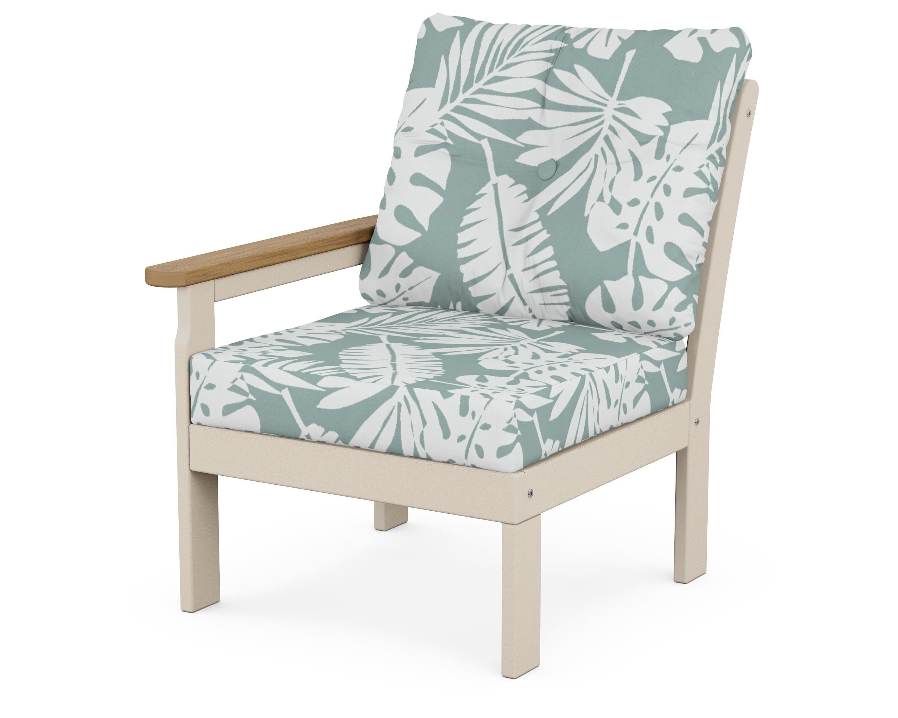 POLYWOOD® Vineyard Modular Left Arm Chair in Sand / Natural / Leaf Glacier Spa