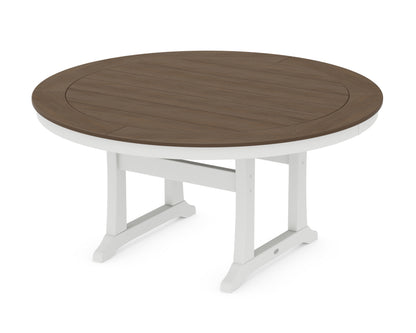 POLYWOOD® Nautical Trestle 60" Round Dining Table in White / Kona