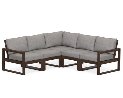 POLYWOOD® EDGE 5-Piece Modular Deep Seating Set in Mahogany / Grey Mist