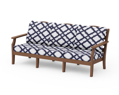 Draper James™ by  POLYWOOD® Savannah Deep Seating Sofa in Teak / Trellis Navy