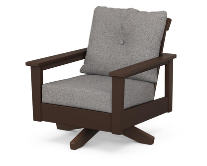 POLYWOOD® Prescott Deep Seating Swivel Chair in Mahogany / Grey Mist
