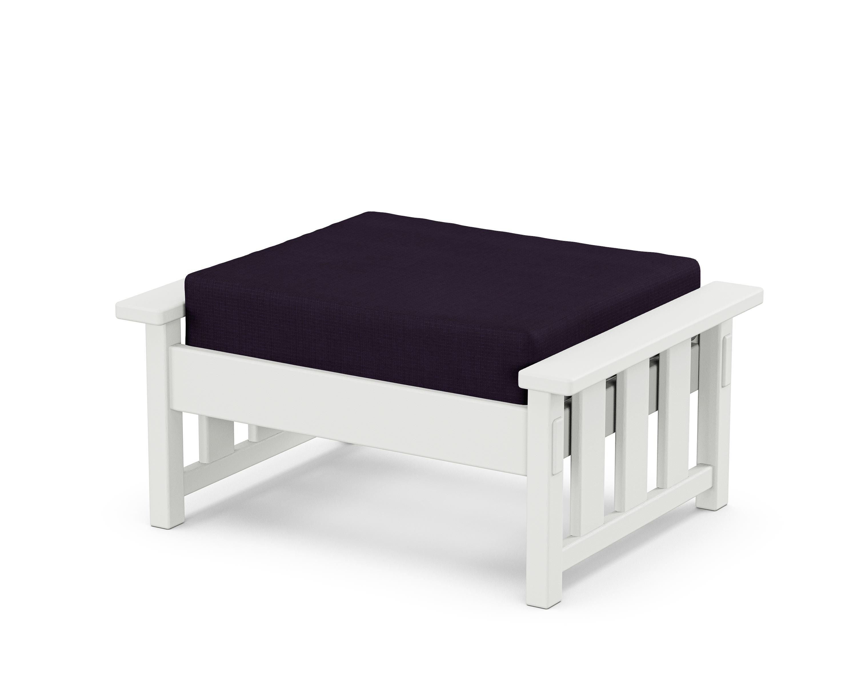 Martha Stewart by POLYWOOD® Acadia Deep Seating Ottoman in White / Navy Linen