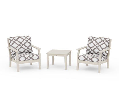 Draper James™ by  POLYWOOD® Savannah 3-Piece Deep Seating Set in Sand / Trellis Grey Mist